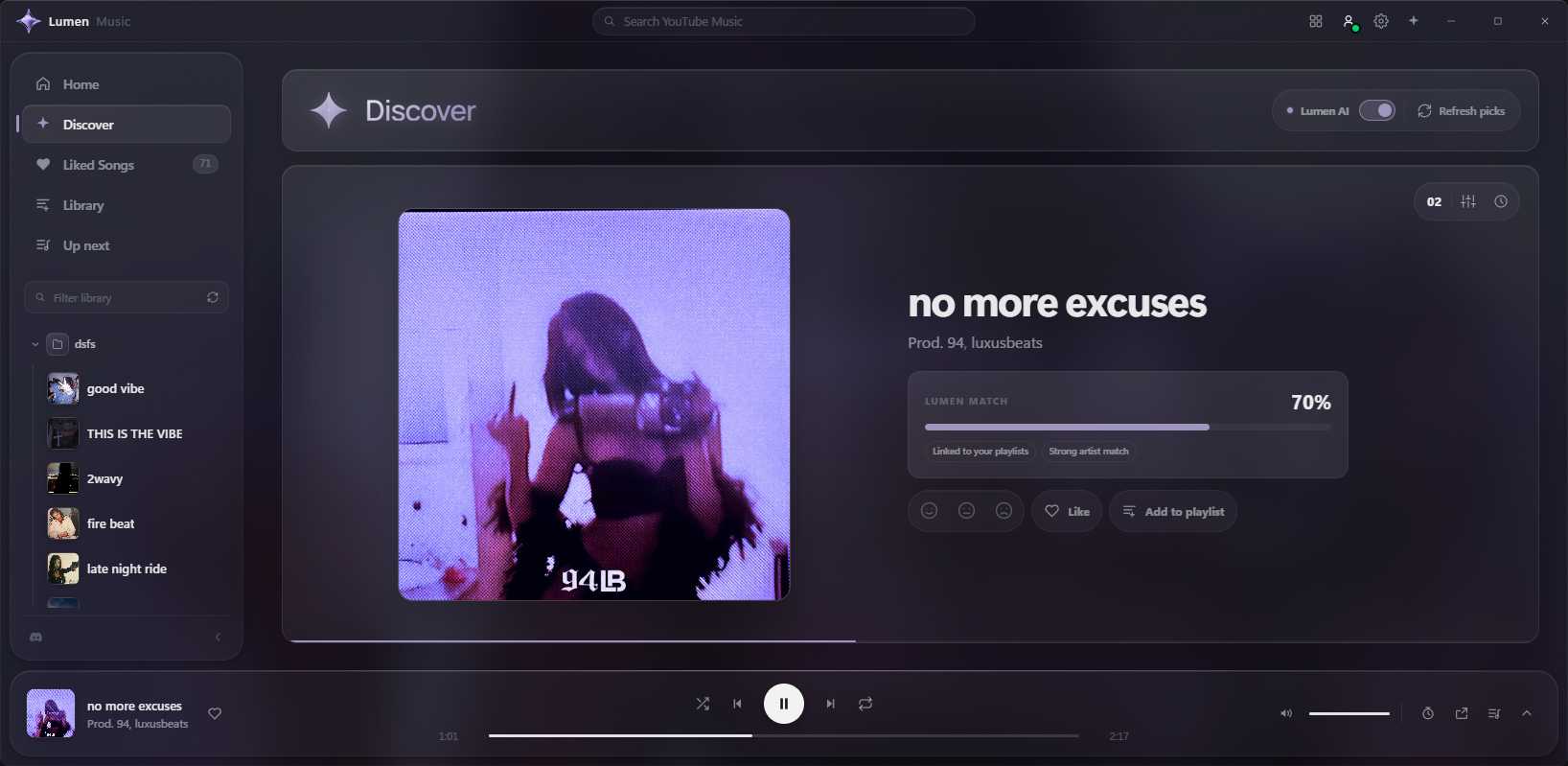 Veroise music discovery interface